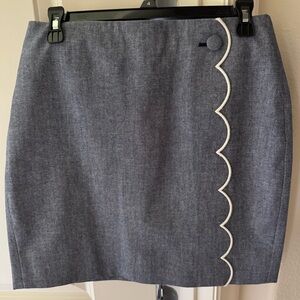 J. Crew Asymmetrical Gray Skirt with White Trim